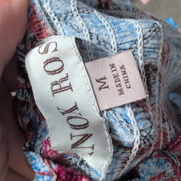 4/$12 Knox Rose Blue Red Floral Smocked Bodice Tiered Skirt Midi Dress - Picture 8 of 11